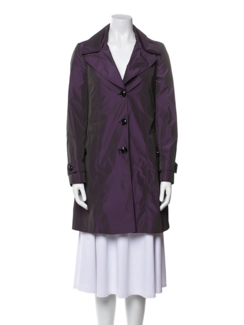 Burberry Purple Trench Coat with Plaid Lining
